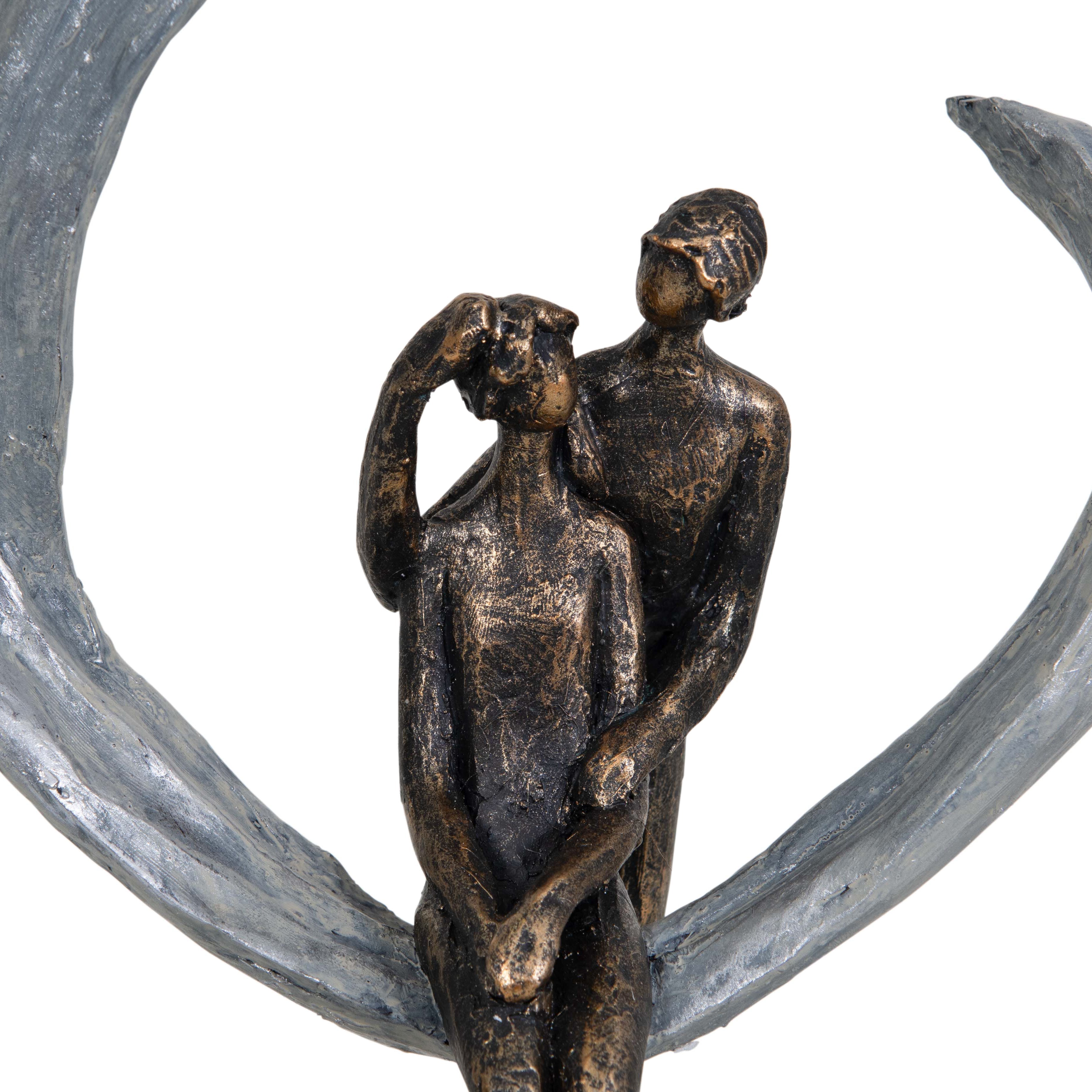Antique Bronze Love Heart Couple Sculpture